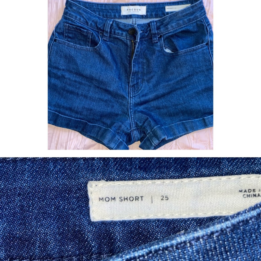 Blue denim mom shorts